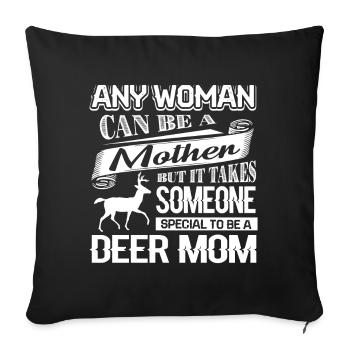 Deer Proud To Be Deer Mom - Sofa pillowcase 17,3'' x 17,3'' (45 x 45 cm) - black - Front