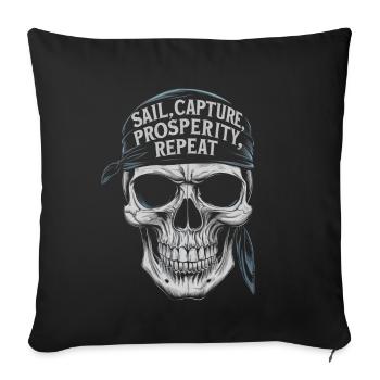 Voile de pirate capture prosterité répétition - Housse de coussin décorative 45 x 45 cm - noir - Devant
