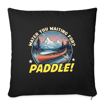 Canoë L’eau que vous attendez aime pagayer - Housse de coussin décorative 45 x 45 cm - noir - Devant