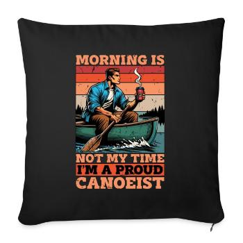Canoë Morning n’est pas mon temps canoéiste - Housse de coussin décorative 45 x 45 cm - noir - Devant