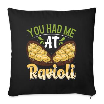 Touche à mon motif de raviolis - Housse de coussin décorative 45 x 45 cm - noir - Devant
