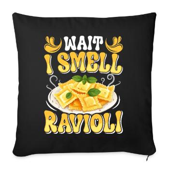 Touche à mon motif de raviolis - Housse de coussin décorative 45 x 45 cm - noir - Devant