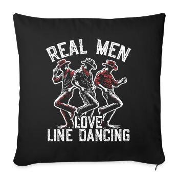 Danse en ligne, Musique country, Cowboy, Danse en ligne - Housse de coussin décorative 45 x 45 cm - noir - Devant
