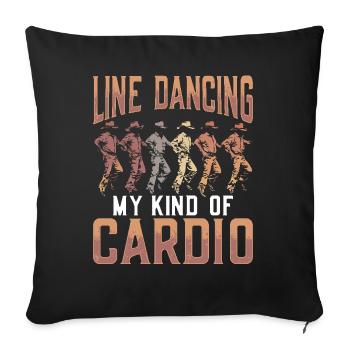 Danse en ligne, Musique country, Cowboy, Danse en ligne - Housse de coussin décorative 45 x 45 cm - noir - Devant