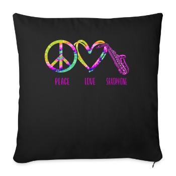 Saxophone Tie Dye Peace Love - Sofakissenbezug 45 x 45 cm - Schwarz - Vorne
