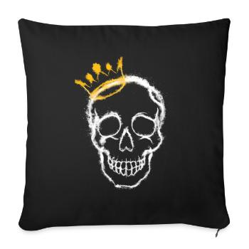 crâne avec une couronne - Housse de coussin décorative 45 x 45 cm - noir - Devant