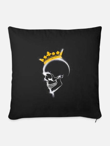 Seitenansicht Schädel mit Krone - Sofakissenbezug 45 x 45 cm - Schwarz