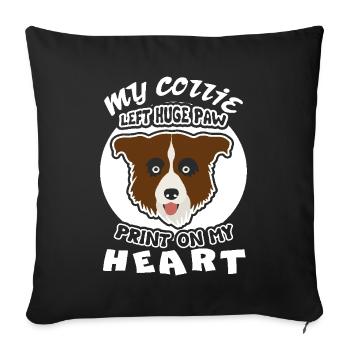 My Border Collie Left Pawprint On My heart - Sofa pillowcase 17,3'' x 17,3'' (45 x 45 cm) - black - Front
