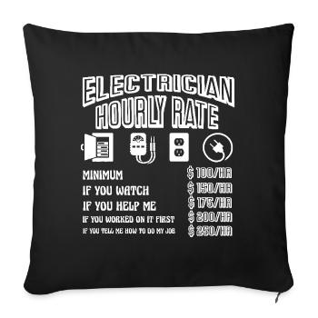 Electrician Hourly Rate - Sofa pillowcase 17,3'' x 17,3'' (45 x 45 cm) - black - Front