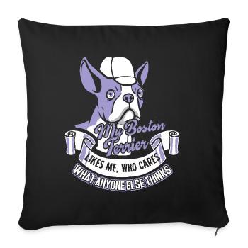 My Boston Terrier Likes Me - Sofa pillowcase 17,3'' x 17,3'' (45 x 45 cm) - black - Front