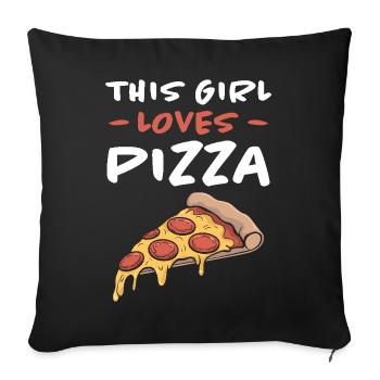 Pizza Dire Blague Pizzeria Drôle Pizza Cadeau - Housse de coussin décorative 45 x 45 cm - noir - Devant