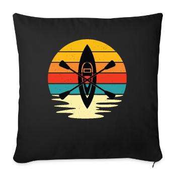 Retro Sunset Kayaking - Sofa pillowcase 17,3'' x 17,3'' (45 x 45 cm) - black - Front
