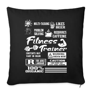 Fitness Trainer With Beer And Caffeine - Sofa pillowcase 17,3'' x 17,3'' (45 x 45 cm) - black - Front