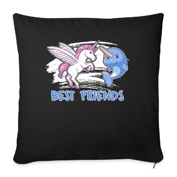 Narwhal Funny Narwhal Unicorn - Sofa pillowcase 17,3'' x 17,3'' (45 x 45 cm) - black - Front