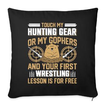 Marmotte, Chasseur, Chasse - Housse de coussin décorative 45 x 45 cm - noir - Devant