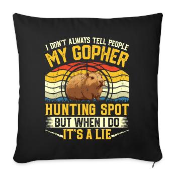 Marmotte, Chasseur, Chasse - Housse de coussin décorative 45 x 45 cm - noir - Devant