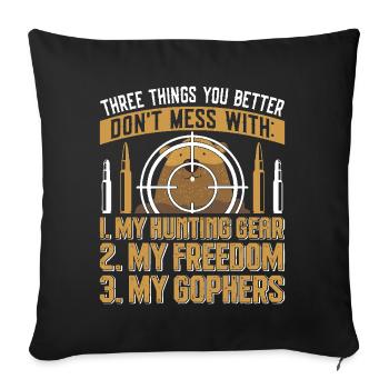 Marmotte, Chasseur, Chasse - Housse de coussin décorative 45 x 45 cm - noir - Devant