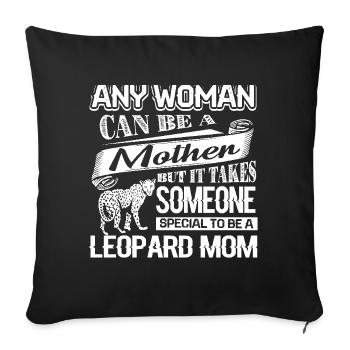 Leopard Proud To Be Leopard Mom - Sofa pillowcase 17,3'' x 17,3'' (45 x 45 cm) - black - Front