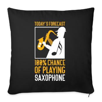 Saxophone : les prévisions du jour : 100% - Housse de coussin décorative 45 x 45 cm - noir - Devant
