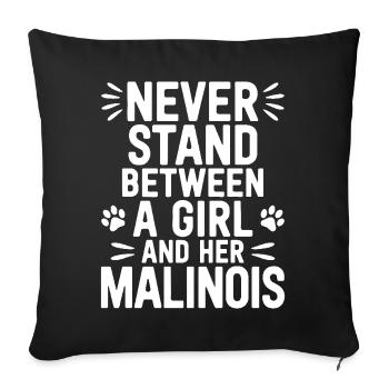 Berger Belge Dicton Malinois Cadeau - Housse de coussin décorative 45 x 45 cm - noir - Devant