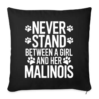 Berger Belge Dicton Malinois Cadeau - Housse de coussin décorative 45 x 45 cm - noir - Devant