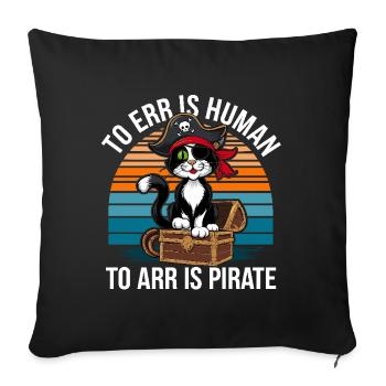 Chat Carnaval Pirate Costume Halloween Rétro Drôle - Housse de coussin décorative 45 x 45 cm - noir - Devant