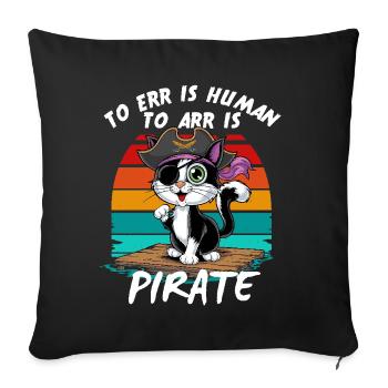 Chat Pirate Pirate Costume Carnaval Halloween Miaou - Housse de coussin décorative 45 x 45 cm - noir - Devant