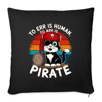 Chat Pirate Costume Carnaval Halloween Anniversaire - Housse de coussin décorative 45 x 45 cm - noir - Devant