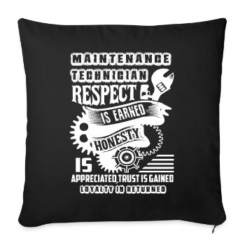 Maintenance Technician Respect Is Earned - Sofa pillowcase 17,3'' x 17,3'' (45 x 45 cm) - black - Front
