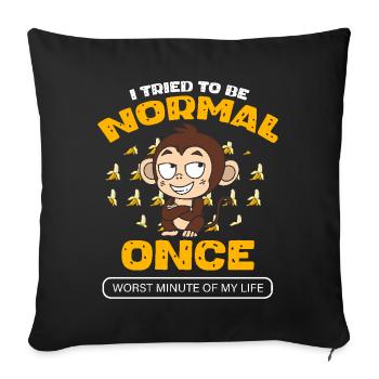 Funny Monkey With Bananas Trying To Be Normal - Sofa pillowcase 17,3'' x 17,3'' (45 x 45 cm) - black - Front