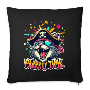 Carnaval Chat Pirate Costume Fête Temps Cologne Alaaf - Housse de coussin décorative 45 x 45 cm - noir - Devant