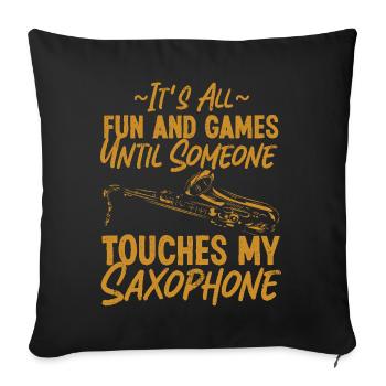Saxophones It's All Fun And Games - Sofa pillowcase 17,3'' x 17,3'' (45 x 45 cm) - black - Front