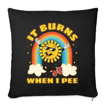 Drôle de dire « Ça brûle quand je fais » ! - Housse de coussin décorative 45 x 45 cm - noir - Devant