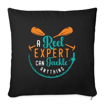 Kayak Fishing A Reel Expert Can Tackle Fisherman - Sofa pillowcase 17,3'' x 17,3'' (45 x 45 cm) - black - Front