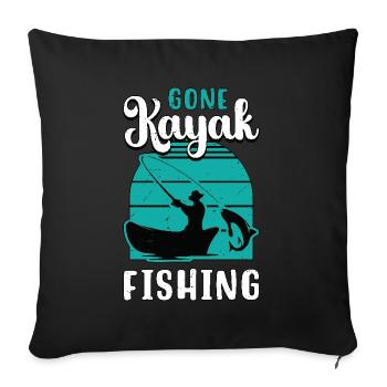 Gone Kayak Fishing Loves Canoë Kayak Fisher - Housse de coussin décorative 45 x 45 cm - noir - Devant