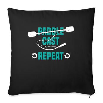 Kayak Pêche Pagaie Cast Repeat Kayak Fisher - Housse de coussin décorative 45 x 45 cm - noir - Devant