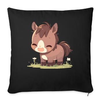 Pferde Pferd - Sofakissenbezug 45 x 45 cm - Schwarz - Vorne