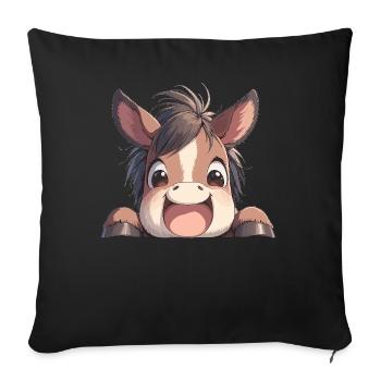 Pferde Pferd - Sofakissenbezug 45 x 45 cm - Schwarz - Vorne