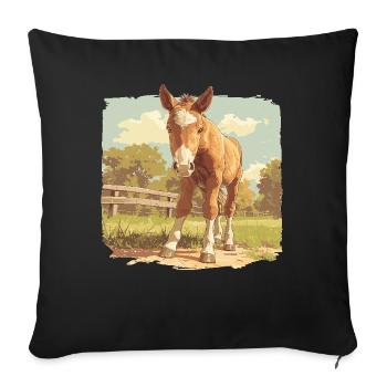Pferde Pferd - Sofakissenbezug 45 x 45 cm - Schwarz - Vorne