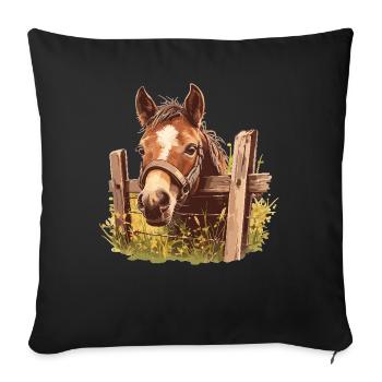 Pferde Pferd - Sofakissenbezug 45 x 45 cm - Schwarz - Vorne