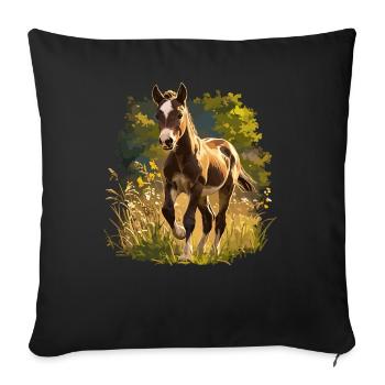 Pferde Pferd - Sofakissenbezug 45 x 45 cm - Schwarz - Vorne
