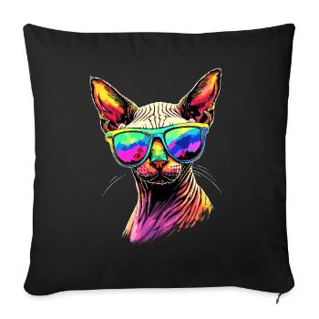 Savannah Cat Cat Mom Cute Serval Leopard Cats - Sofa pillowcase 17,3'' x 17,3'' (45 x 45 cm) - black - Front