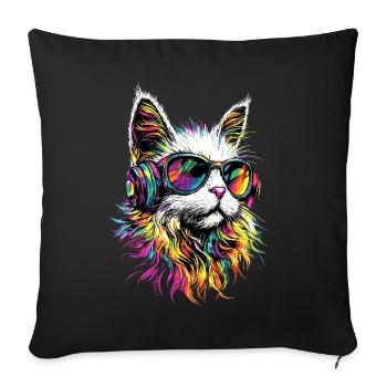 Angora Cat White Angora Cat Cute Angora Cats - Sofa pillowcase 17,3'' x 17,3'' (45 x 45 cm) - black - Front