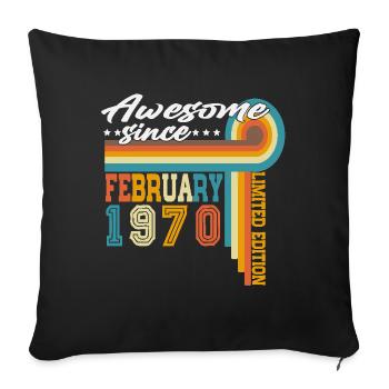 Février 1970 Vintage Born Anniversaire Rétro - Housse de coussin décorative 45 x 45 cm - noir - Devant
