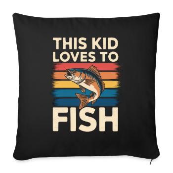 Cet enfant aime pêcher - Vintage Sunset - Housse de coussin décorative 45 x 45 cm - noir - Devant