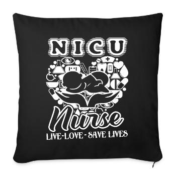 Nicu Nurse Live Love Save Lives - Sofa pillowcase 17,3'' x 17,3'' (45 x 45 cm) - black - Front