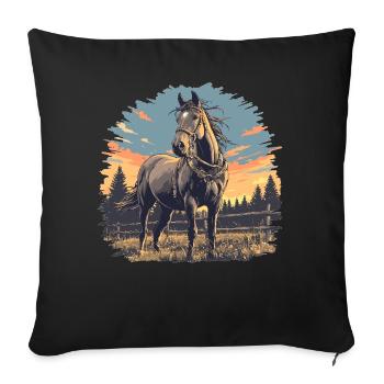 Pferde Pferd - Sofakissenbezug 45 x 45 cm - Schwarz - Vorne