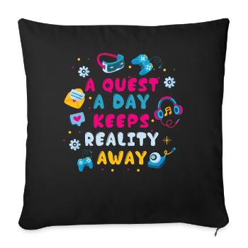 Play Gamer A Quest A Day - Sofa pillowcase 17,3'' x 17,3'' (45 x 45 cm) - black - Front