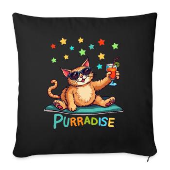 Summer Cat Holiday Cocktail Paradise Purr - Sofa pillowcase 17,3'' x 17,3'' (45 x 45 cm) - black - Front