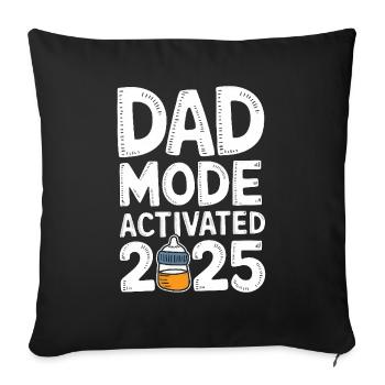 Mode papa activé 2025 - Housse de coussin décorative 45 x 45 cm - noir - Devant